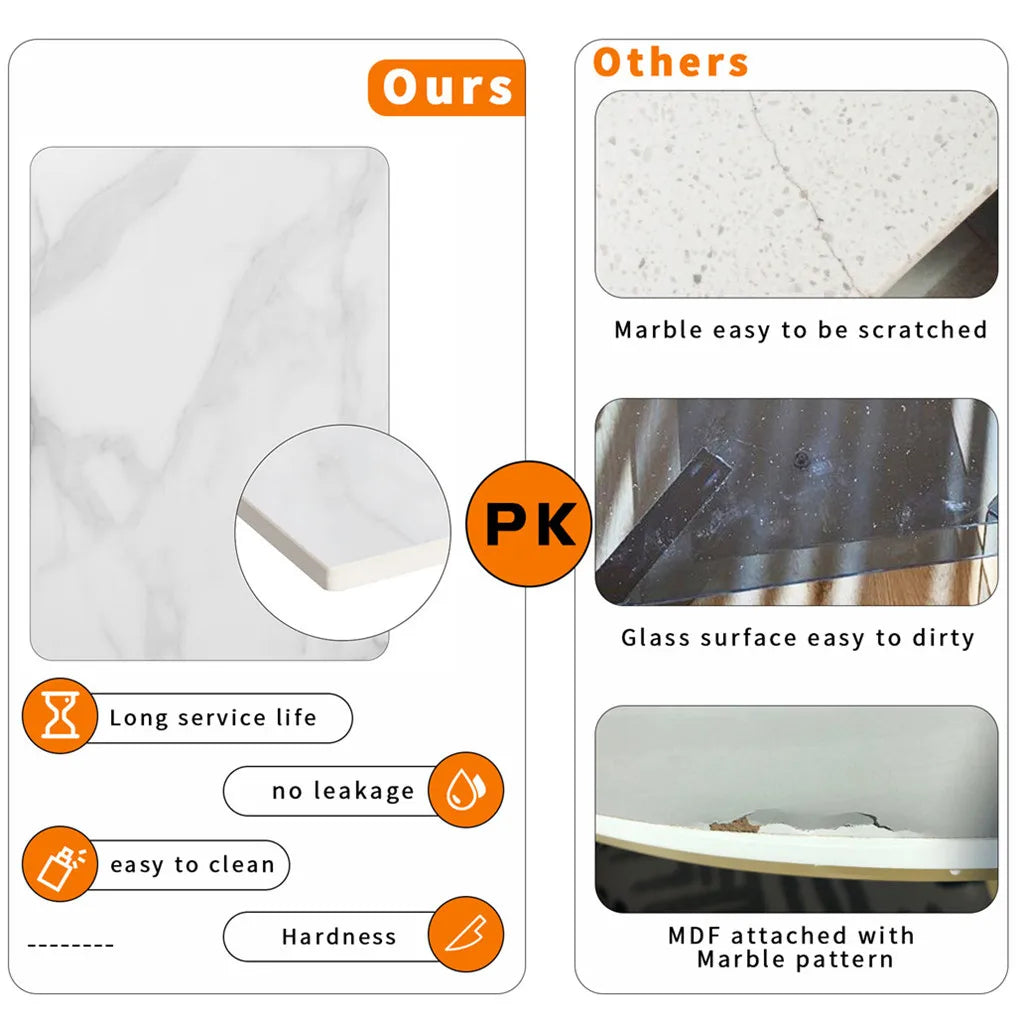 Set of 2 Round Nesting Tables -  Gold &amp; Marble