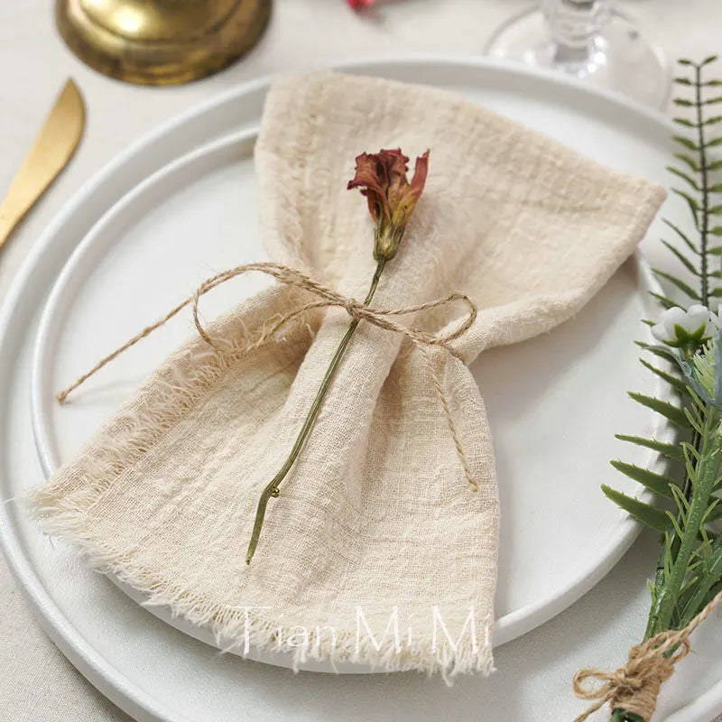 Vintage Linen Handmade Cloth Napkins - 10 Pc Sets, Multiple Colors