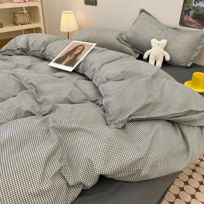 Gingham Duvet Sets - Green/Beige/Red/Grey