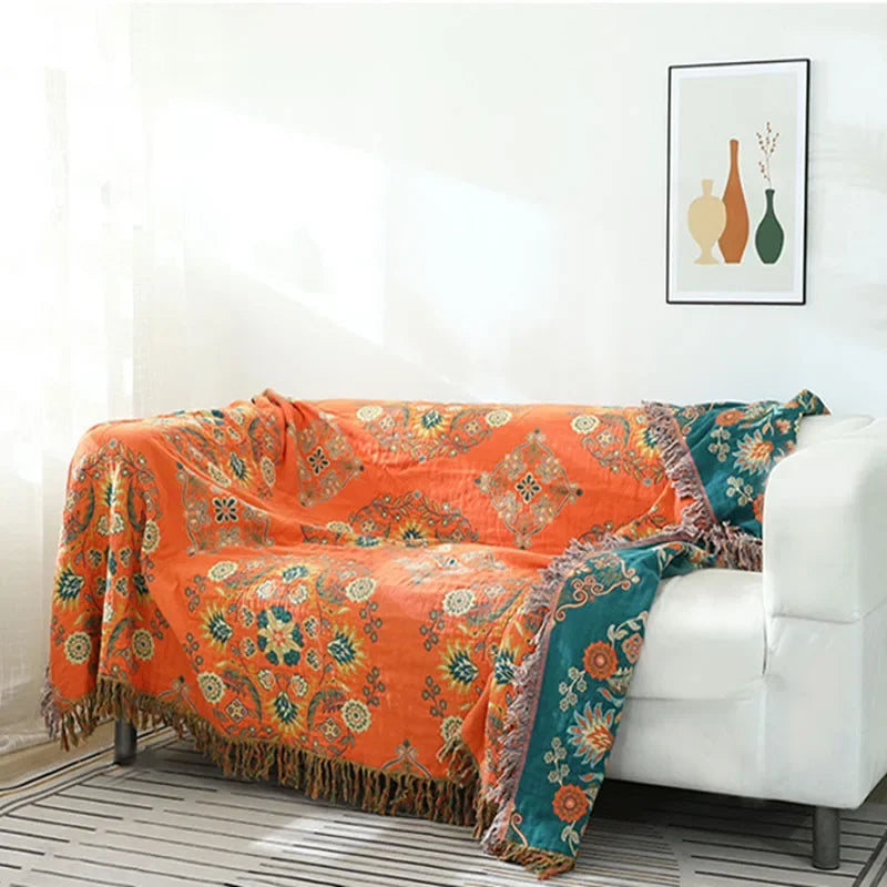 100% Cotton Reversible Throw- Multiple Colors