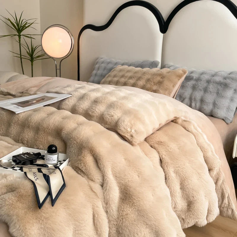 Faux Rabbit Fur Plush Blanket