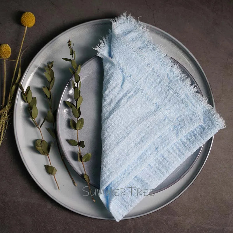Large Rustic Cotton Gauze  Napkins - 10 Pc - Multiple Colors