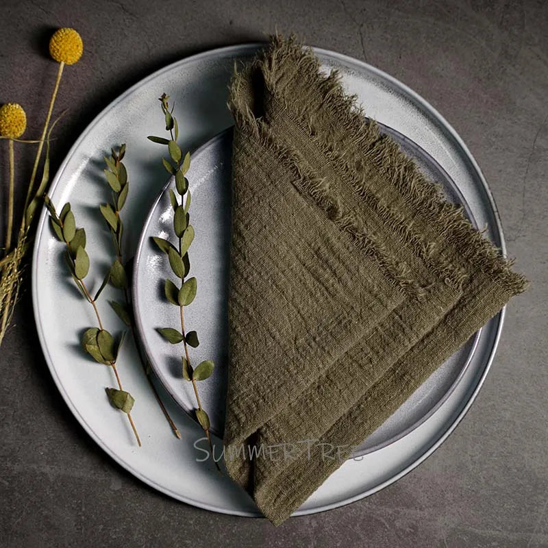 Large Rustic Cotton Gauze  Napkins - 10 Pc - Multiple Colors