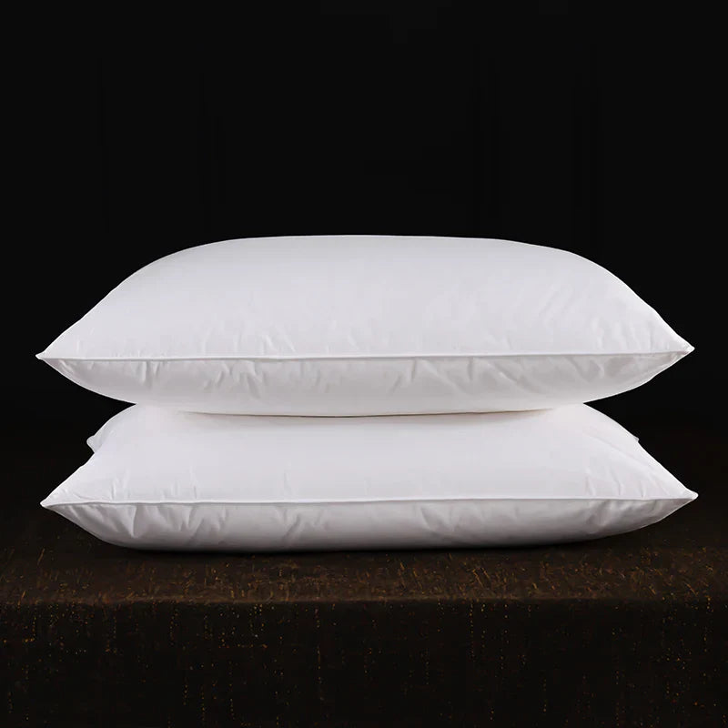 2 Pc Set - Goose Down Feather Pillow for Sleeping - 100% Cotton Shell, Standard Queen Size