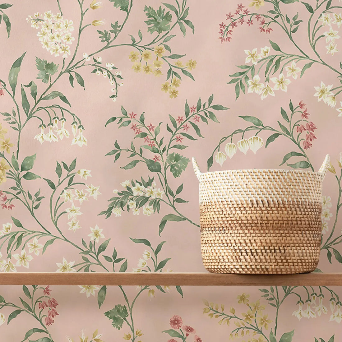 Almora Delicate Floral Wallpaper - Pink