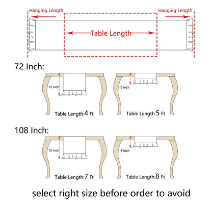 100% Cotton Table Runner in Pink or White - Multiple Sizes