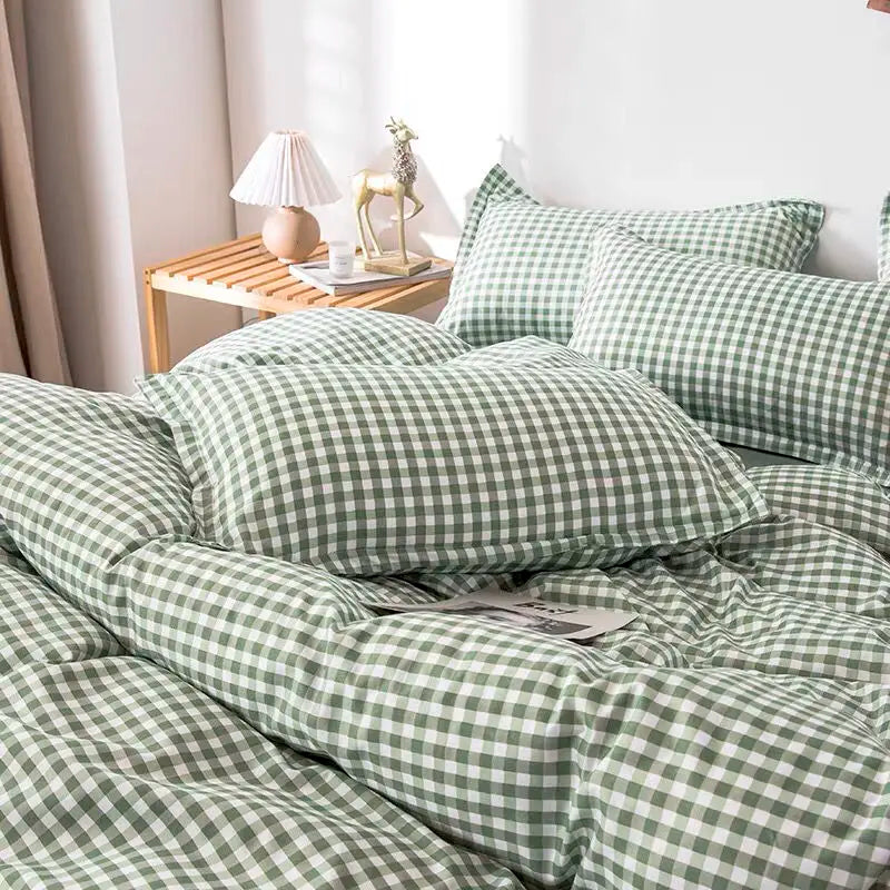 Gingham Duvet Sets - Green/Beige/Red/Grey
