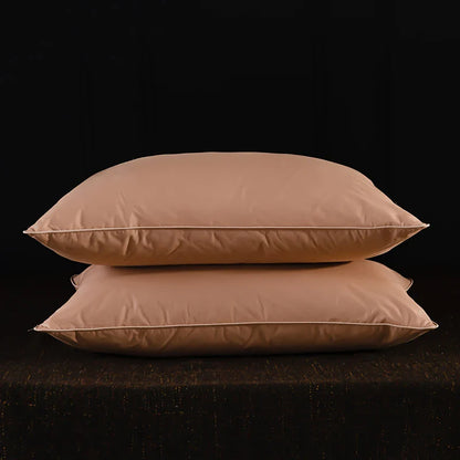 2 Pc Set - Goose Down Feather Pillow for Sleeping - 100% Cotton Shell, Standard Queen Size