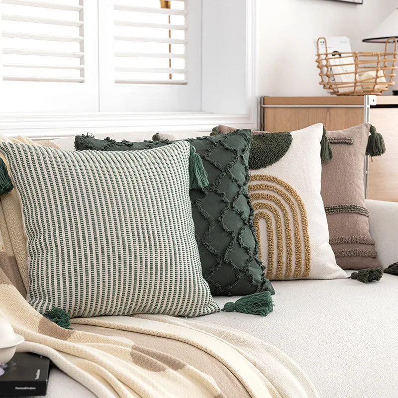 Green &amp; Coffee Cushion Covers - 6 styles