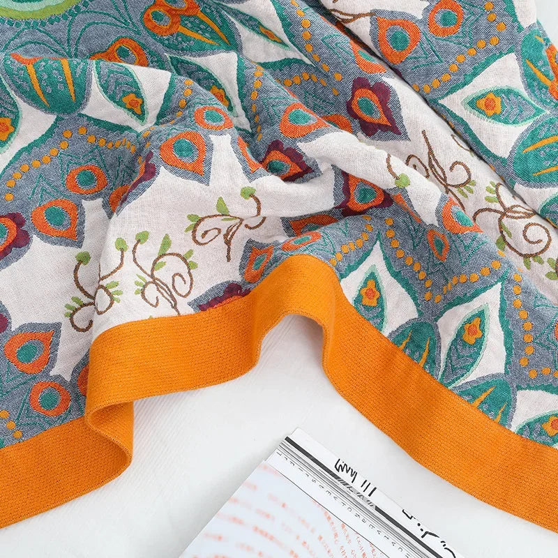 Boho Mandala Reversible Gauze Blankets - 100% Cotton - Multiple Colors