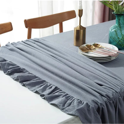 100% Cotton Ruffle Tablecloth - 7 Colors