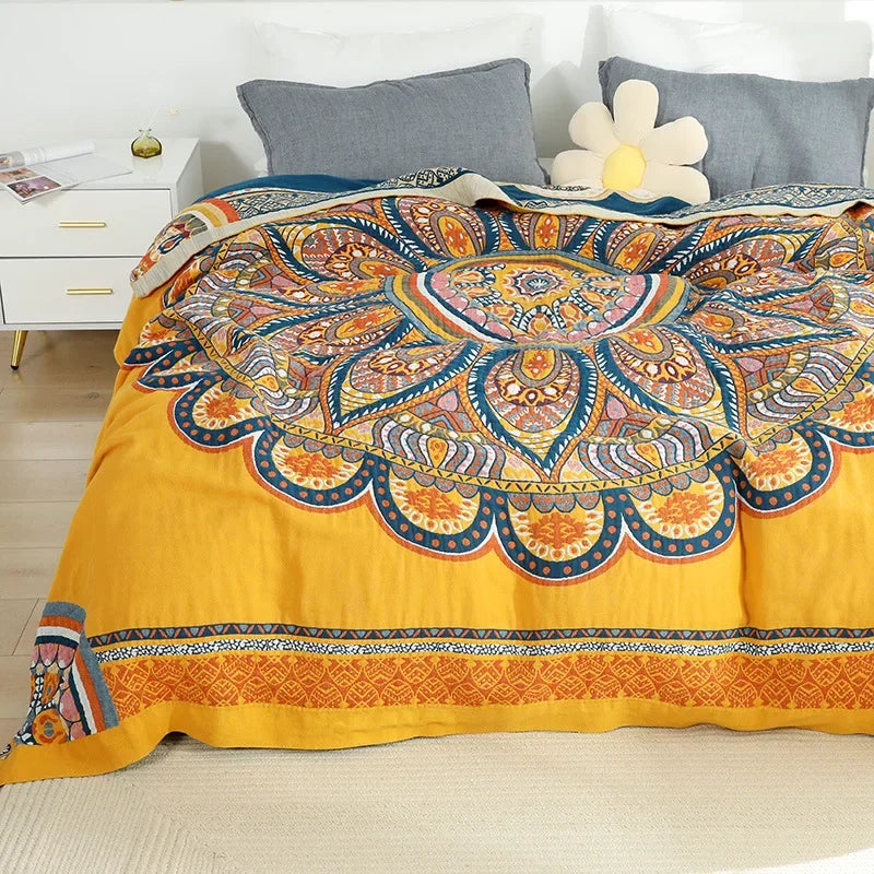 Yellow Mandala Gauze Quilt - 100% Cotton