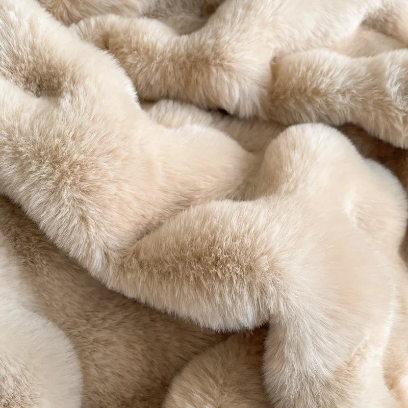 Faux Rabbit Fur Plush Blanket