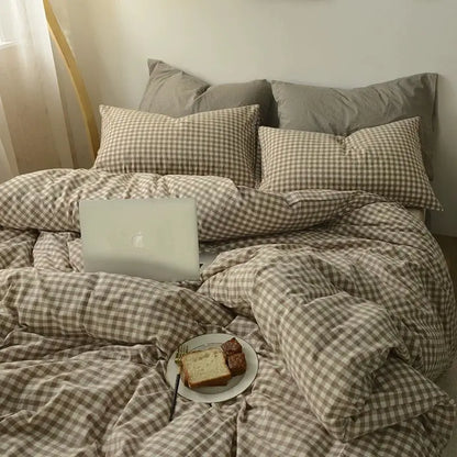 Gingham Duvet Sets - Green/Beige/Red/Grey