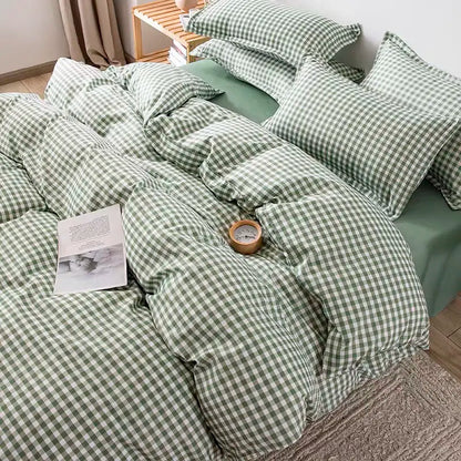 Gingham Duvet Sets - Green/Beige/Red/Grey
