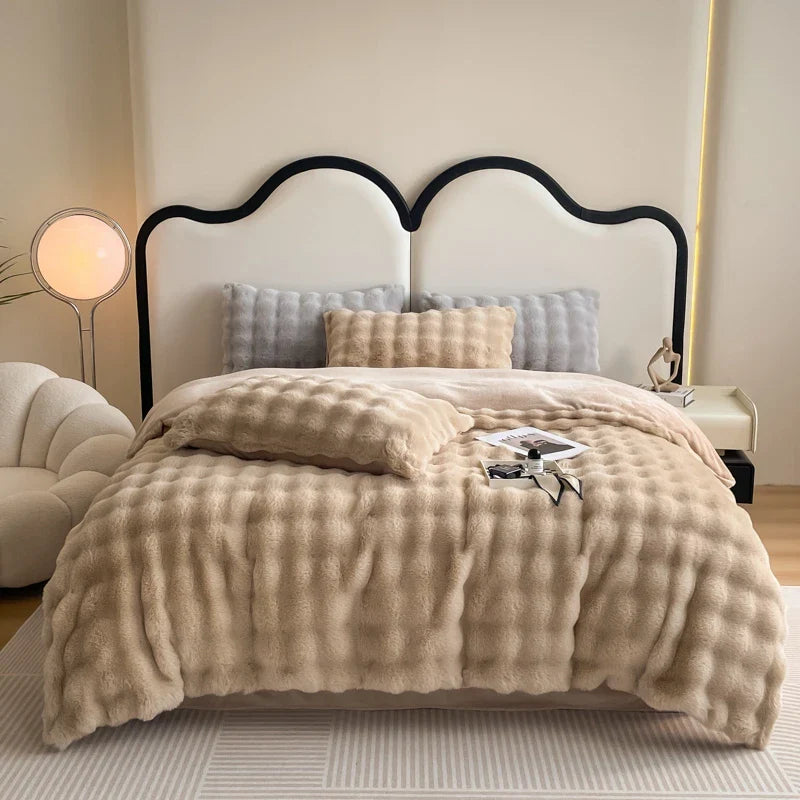 Faux Rabbit Fur Plush Blanket