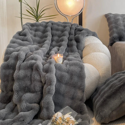 Faux Rabbit Fur Plush Blanket