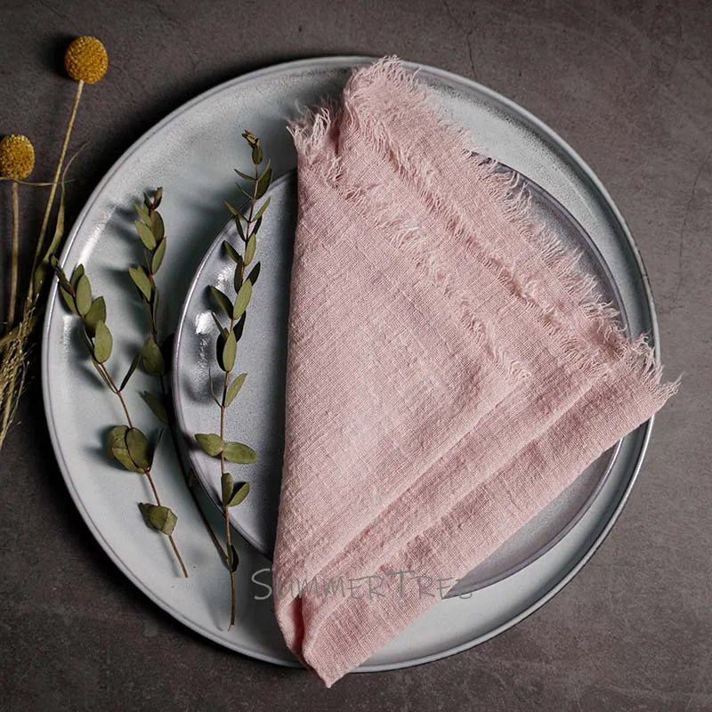 Large Rustic Cotton Gauze  Napkins - 10 Pc - Multiple Colors