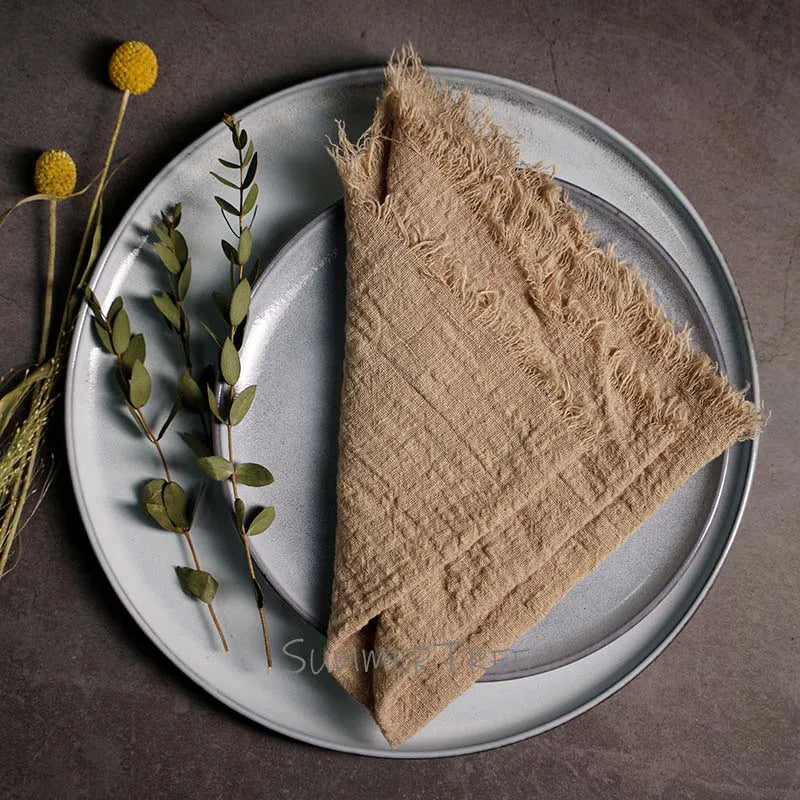 Large Rustic Cotton Gauze  Napkins - 10 Pc - Multiple Colors