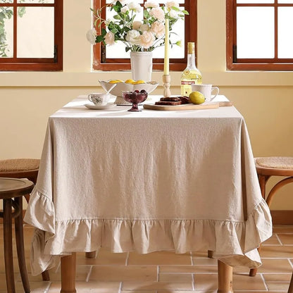 100% Cotton Ruffle Tablecloth - 7 Colors