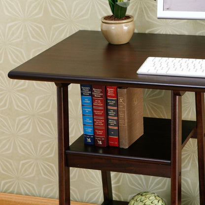 Small Wooden Computer Desk in Espresso Finish