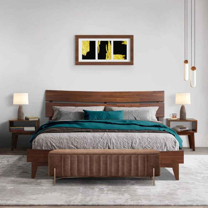 Aurora Acacia Bed Frame &amp; Nightstand Set - 2 Finishes