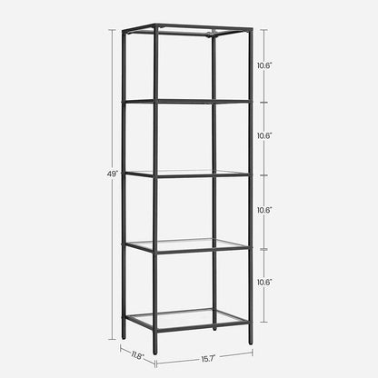 Shelving with Black Metal Frame and 4 Glass Shelves