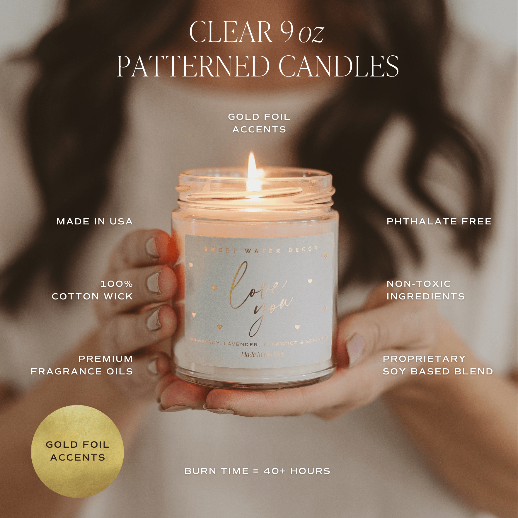 Happy Birthday Soy Candle - Clear Patterned Jar - 9 oz