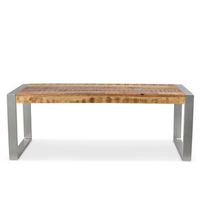 Reclaimed Wood Bench with Silver Metal Legs.