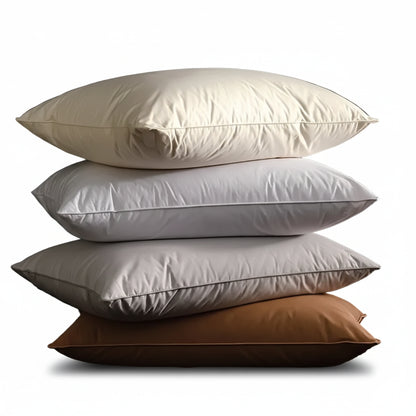 2 Pc Set - Goose Down Feather Pillow for Sleeping - 100% Cotton Shell, Standard Queen Size