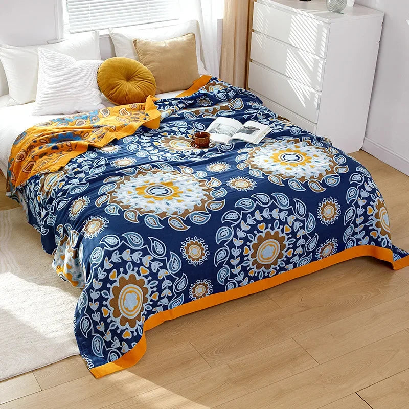 Boho Mandala Reversible Gauze Blankets - 100% Cotton - Multiple Colors