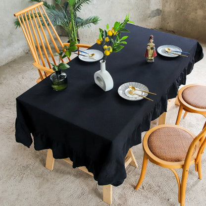100% Cotton Ruffle Tablecloth - 7 Colors