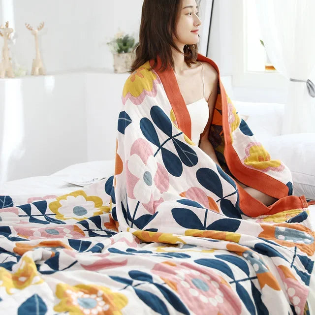 100% Cotton Colorful Gauze Blankets