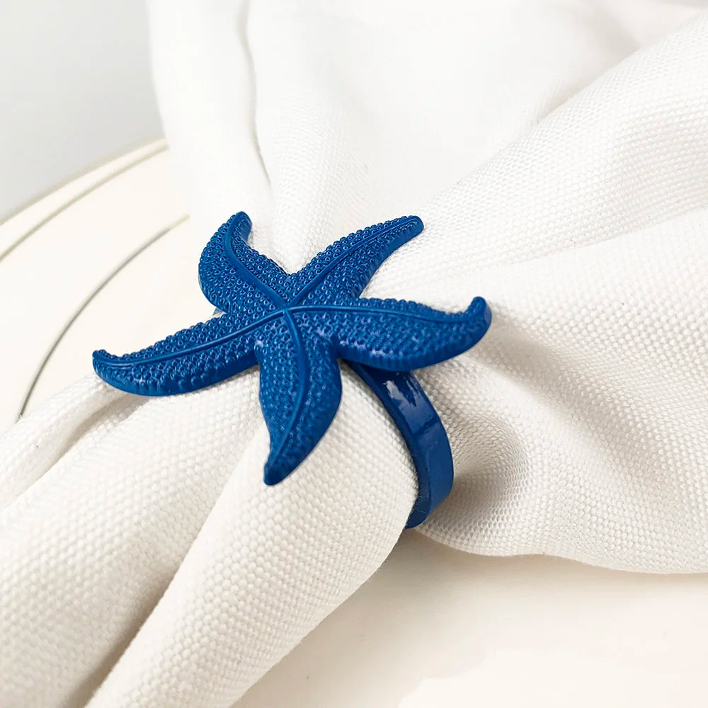 6 PCS Nautical Napkin Rings - Blue/Silver/Gold