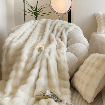 Faux Rabbit Fur Plush Blanket