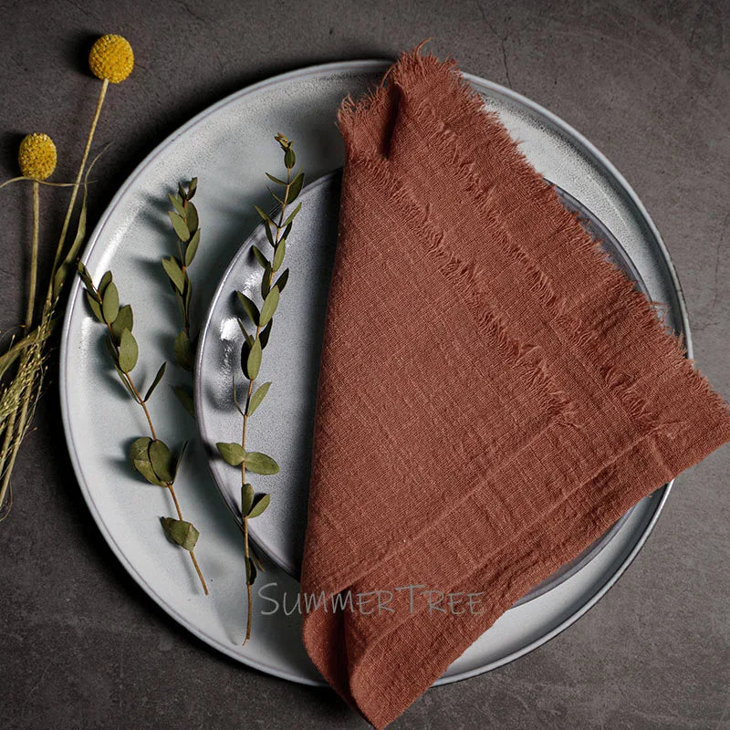 Large Rustic Cotton Gauze  Napkins - 10 Pc - Multiple Colors