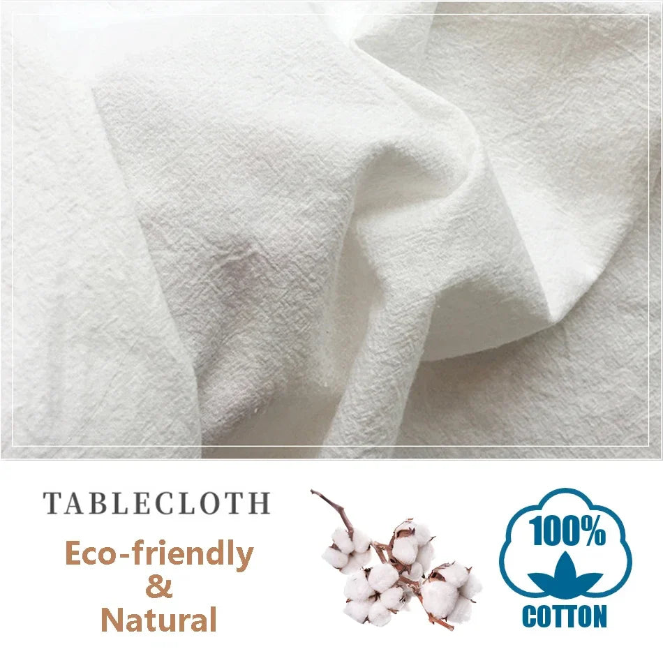 100% Cotton Ruffle Tablecloth - 7 Colors