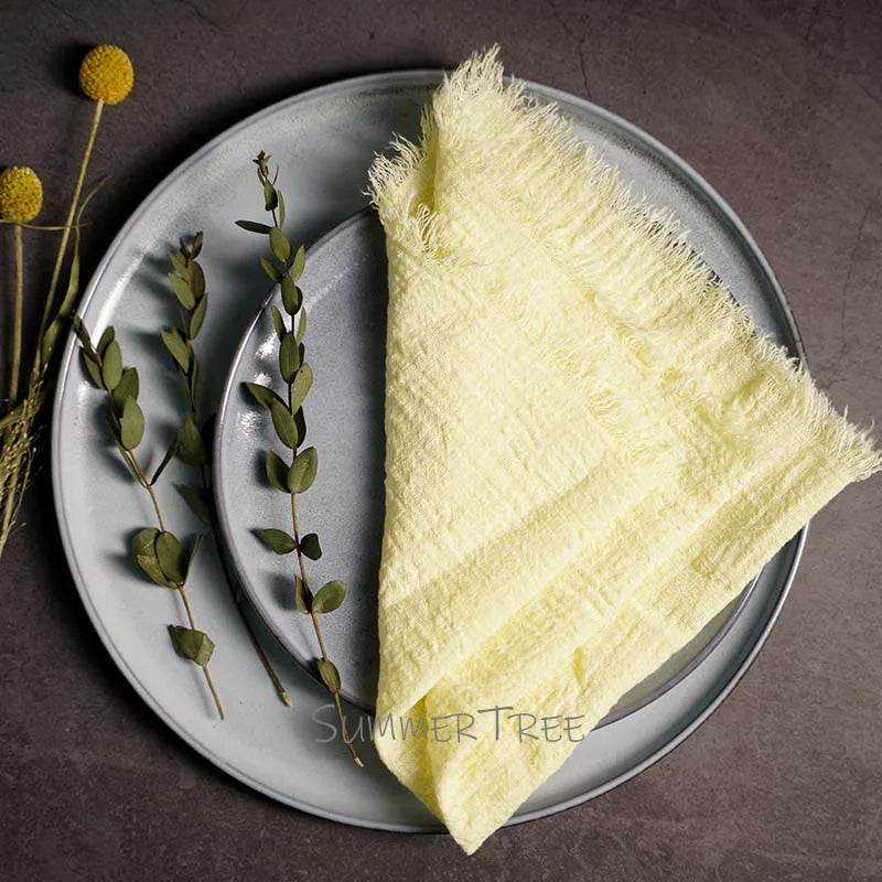 Large Rustic Cotton Gauze  Napkins - 10 Pc - Multiple Colors