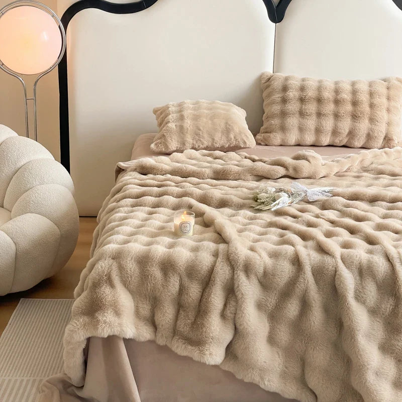 Faux Rabbit Fur Plush Blanket