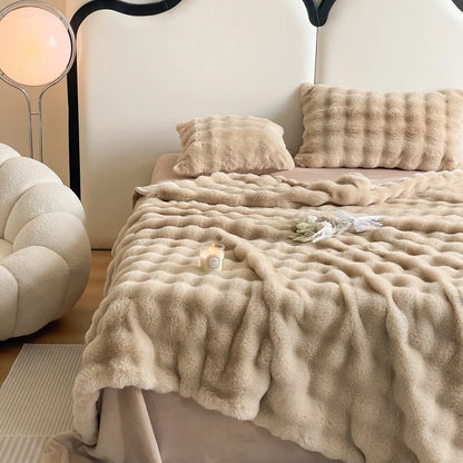 Faux Rabbit Fur Plush Blanket