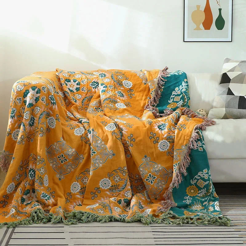 100% Cotton Reversible Throw- Multiple Colors