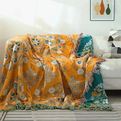 100% Cotton Reversible Throw- Multiple Colors