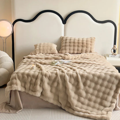 Faux Rabbit Fur Plush Blanket