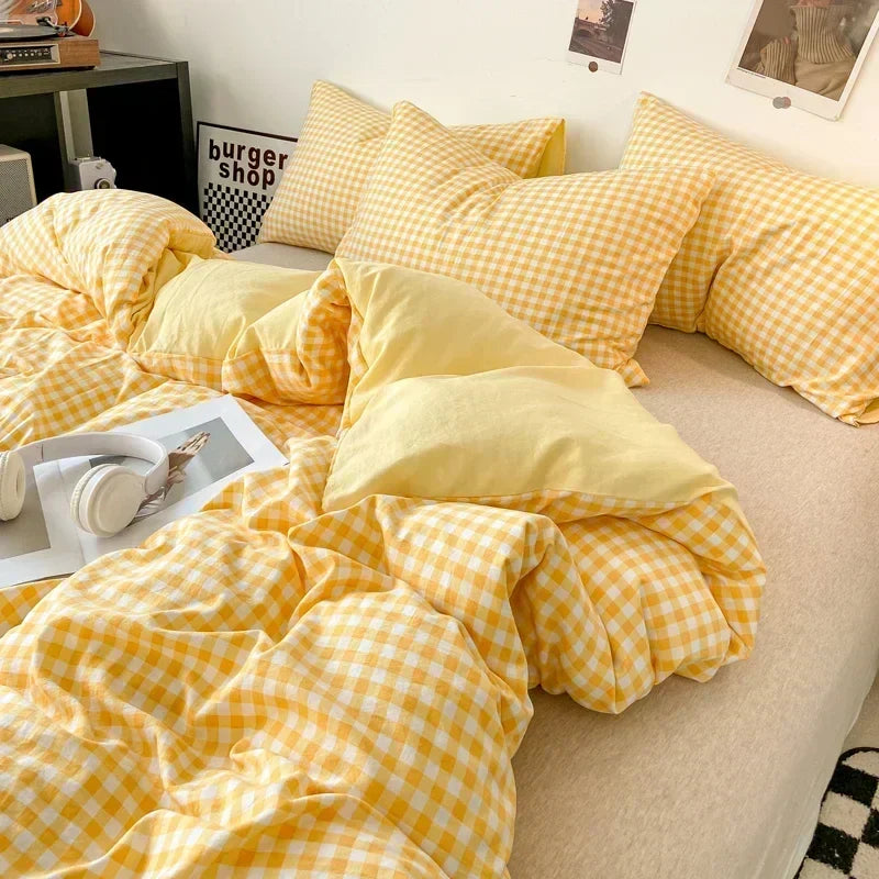 Gingham Duvet Cover Sets - Soft Washed Quilt Cover &amp; Pillowcase Sets - Multiple Colors &amp; Sizes
