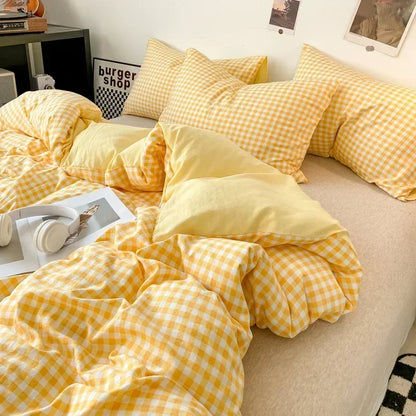 Gingham Duvet Cover Sets - Soft Washed Quilt Cover &amp; Pillowcase Sets - Multiple Colors &amp; Sizes