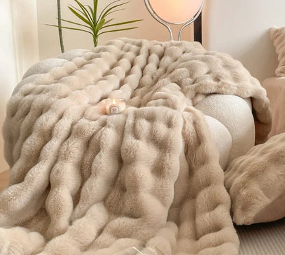 Faux Rabbit Fur Plush Blanket