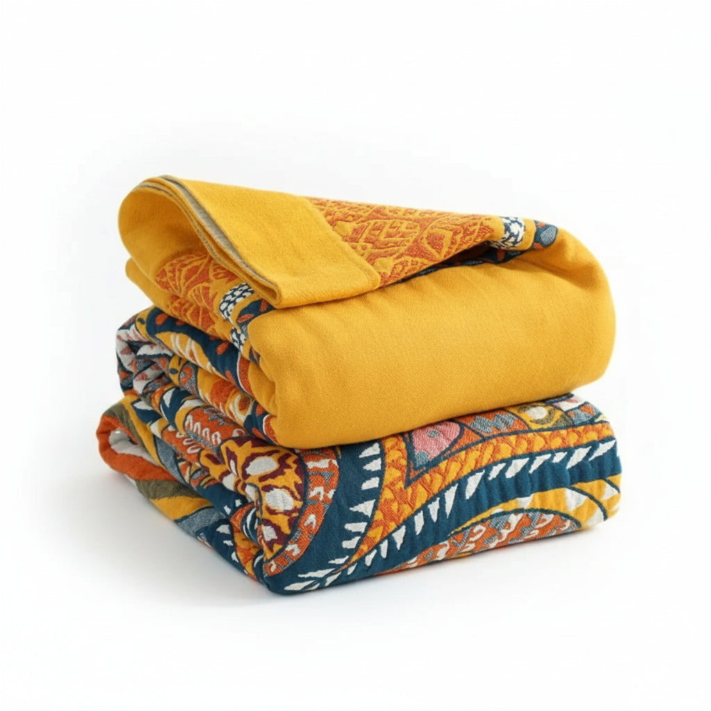 Yellow Mandala Gauze Quilt - 100% Cotton