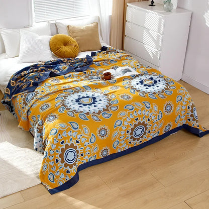 Boho Mandala Reversible Gauze Blankets - 100% Cotton - Multiple Colors