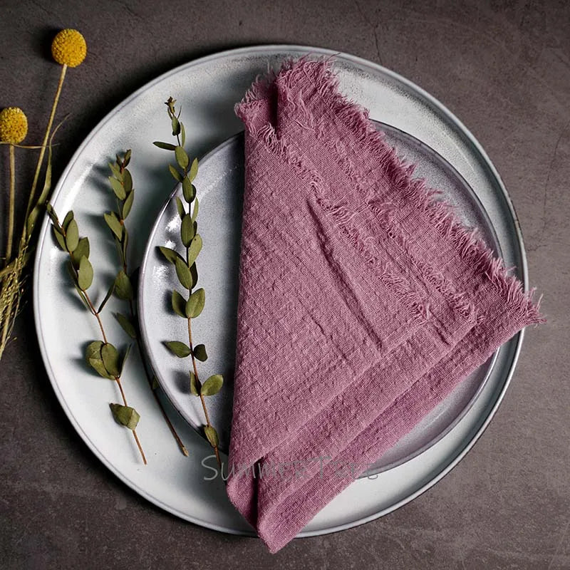 Large Rustic Cotton Gauze  Napkins - 10 Pc - Multiple Colors