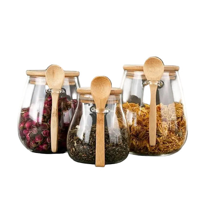 Aramé Glass Jars with Wooden Lids